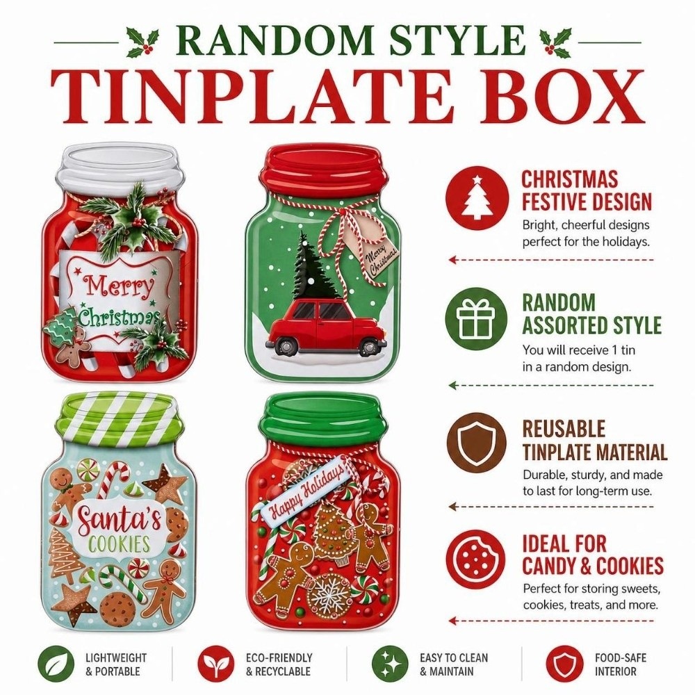 Metal Christmas Tin Box with L - Tin Container Lid ulasan dan harga