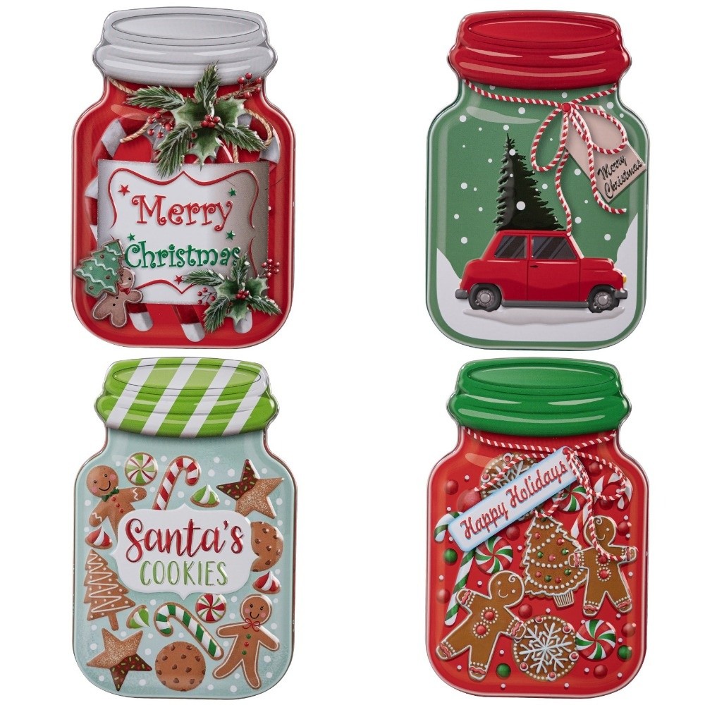 Metal Christmas Tin Box with L - Tin Container Lid ulasan dan harga